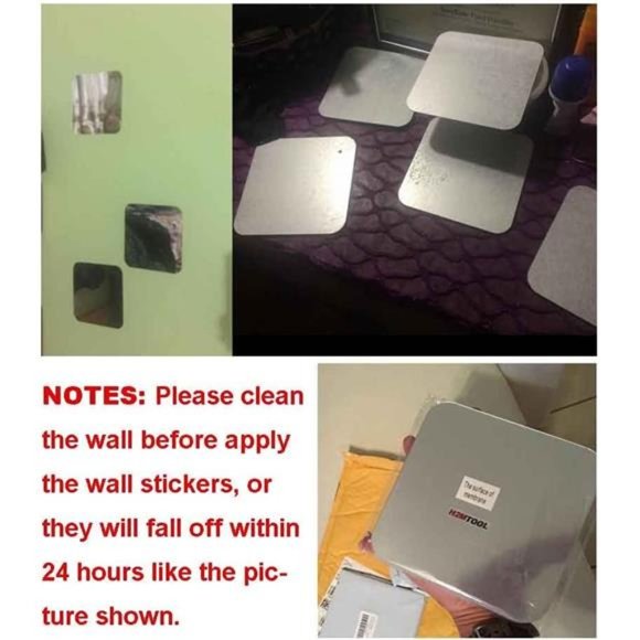 Wall Decor Sticker,12PCS Acrylic Mirror WallStickers 15cmAdhesive Rounded Corner - Picture 6 of 6